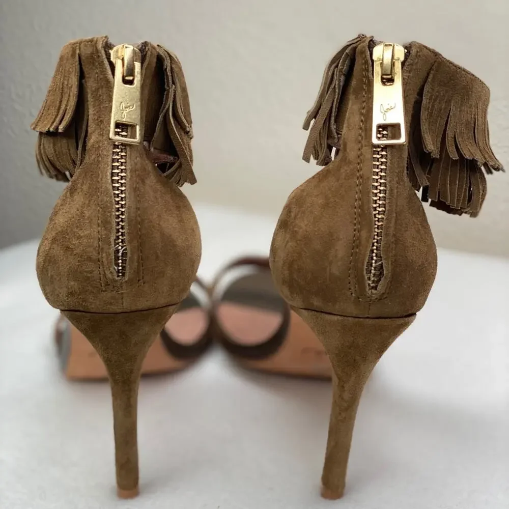 Joie Fringe heeled strappy sandals US 7.5